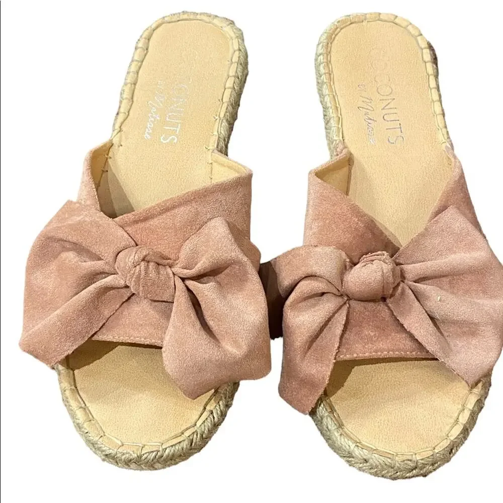 Coconuts Mauve Suede like material espadrille sandals Womens Size 9
